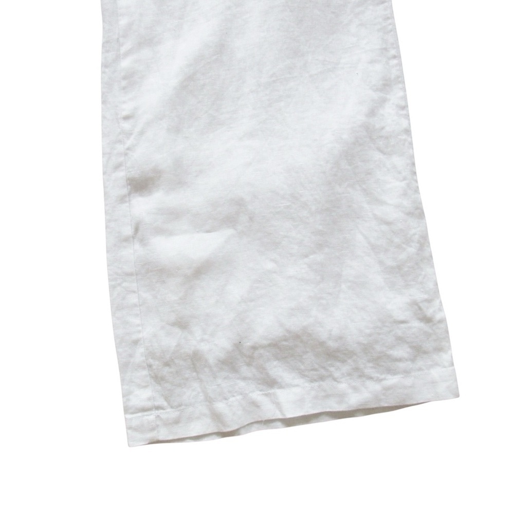 Elan White Linen Trouser Pants Large Button Wide Leg Minimalist Beach Boho - Picture 8 of 12
